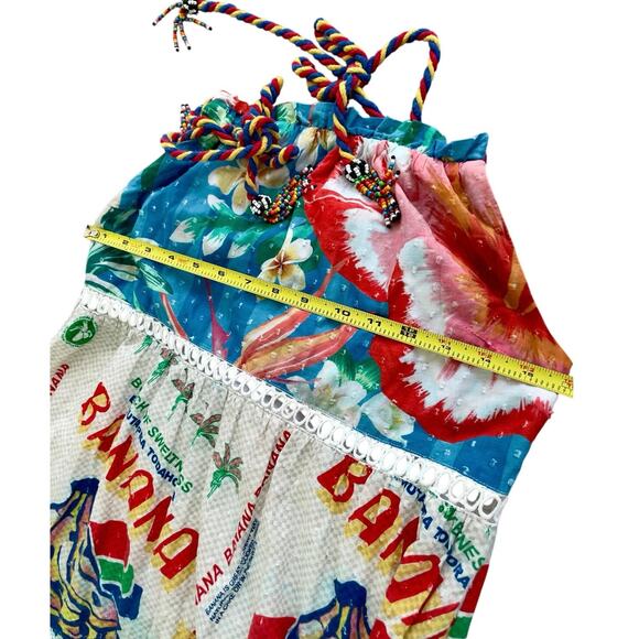 FARM RIO MAXI DRESS FLOWY SZ SMALL TROPICAL FRUITY PRINT MAXIMALIST AESTHETIC - Picture 6 of 16